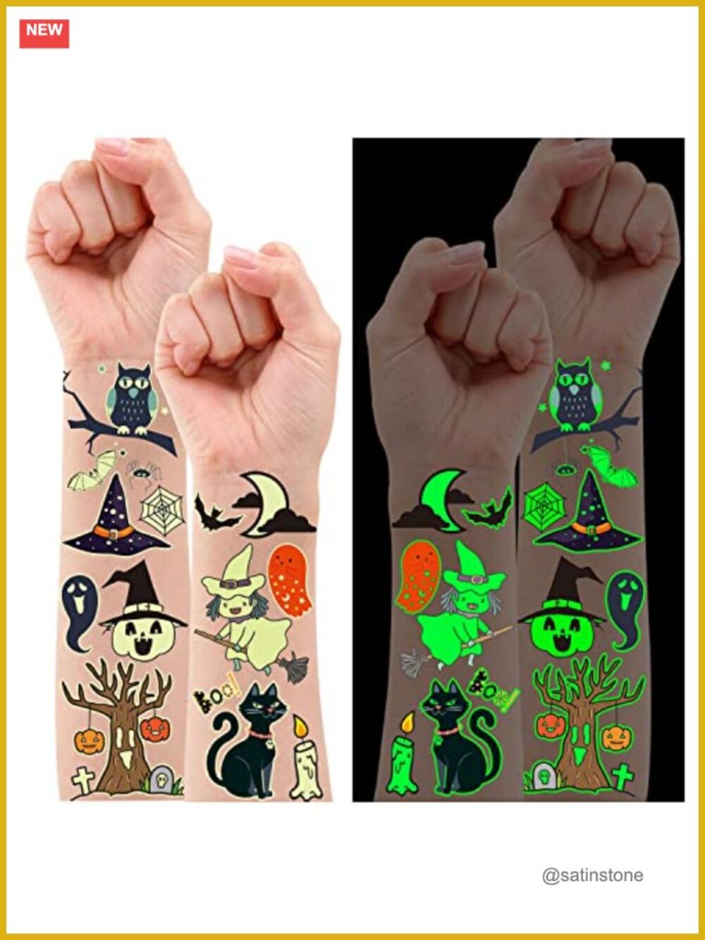 Glow in the Dark Temporary Tattoos Halloween Party Favors for Kids 24 Sheets